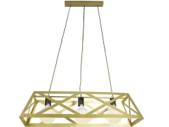 AKUNADECOR Lampara Rectangular Modelo Melli Acabado Oro Mate 3 Luces Dorado Best