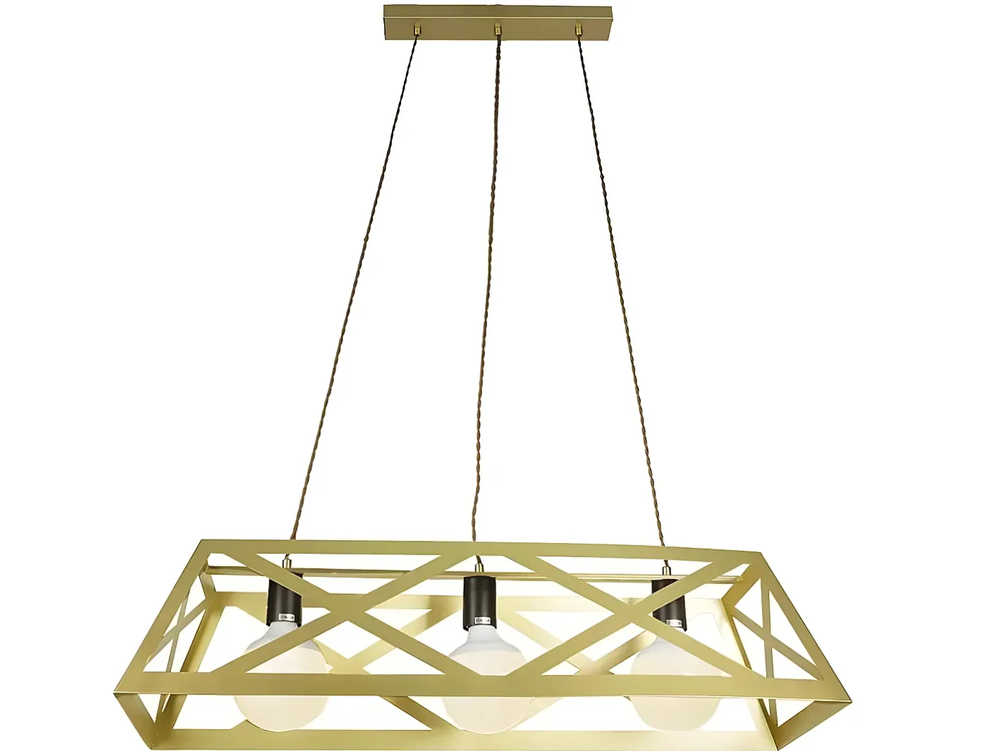 AKUNADECOR Lampara Rectangular Modelo Melli Acabado Oro Mate 3 Luces Dorado Best