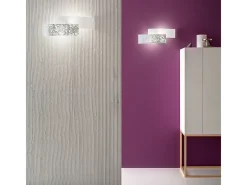 Aplique Para Pared-Lara Aplique 2 luces E14 cristal blanco pan de oro - Aplique de estilo elegante 46x18cm, IP20, máx 2x42W, bombilla excluida Dorado