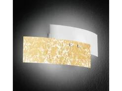 Aplique Para Pared-Lara Aplique 2 luces E14 cristal blanco pan de oro - Aplique de estilo elegante 46x18cm, IP20, máx 2x42W, bombilla excluida Dorado