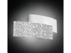 Aplique Para Pared-Lara Aplique 2 luces E14 cristal blanco pan plata - Aplique de estilo elegante 46x18cm, IP20, máx 2x42W, bombilla excluida Plateado