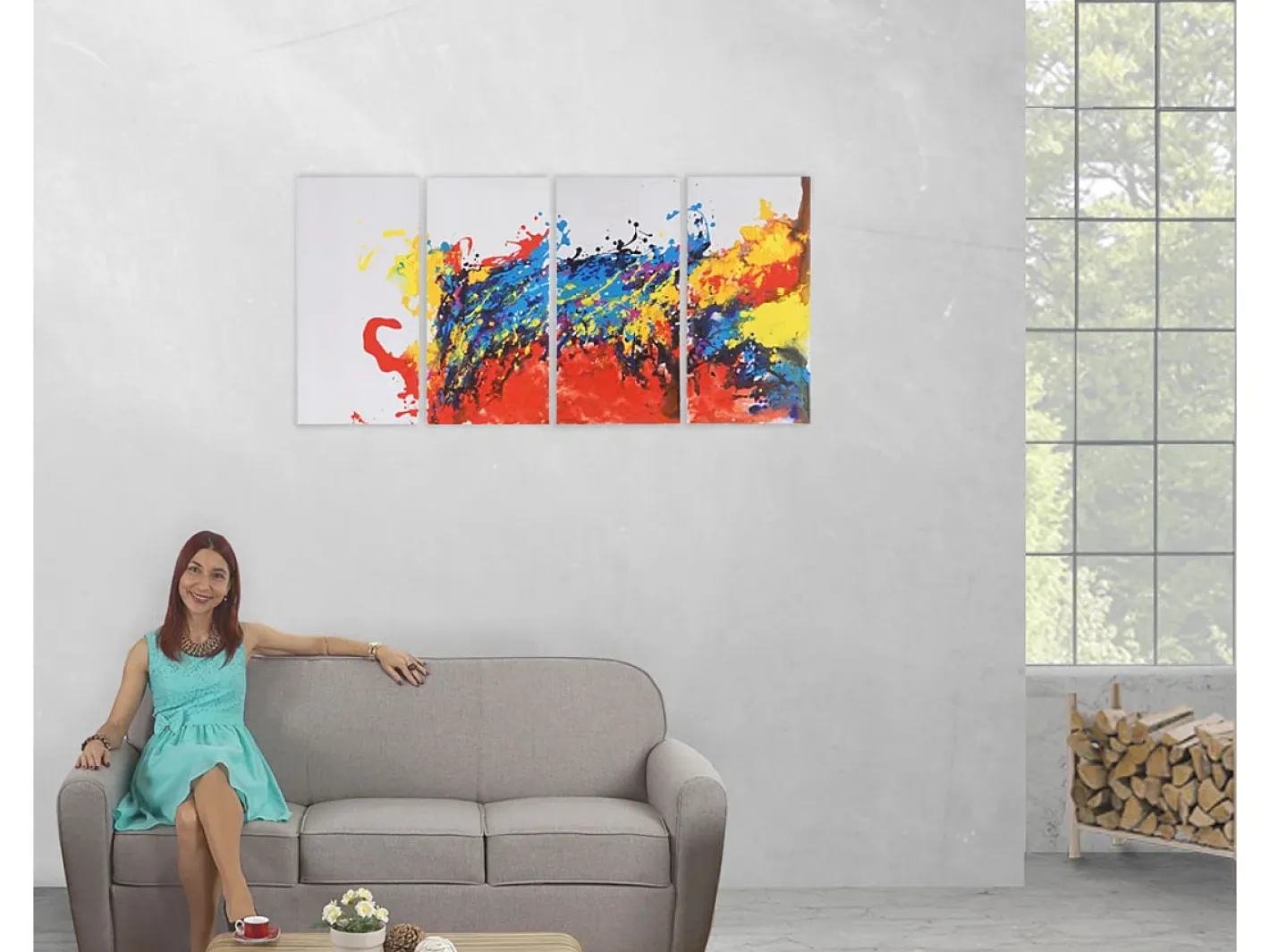 MCW Cuadro-Óleo Wave pintado a mano Multicolor