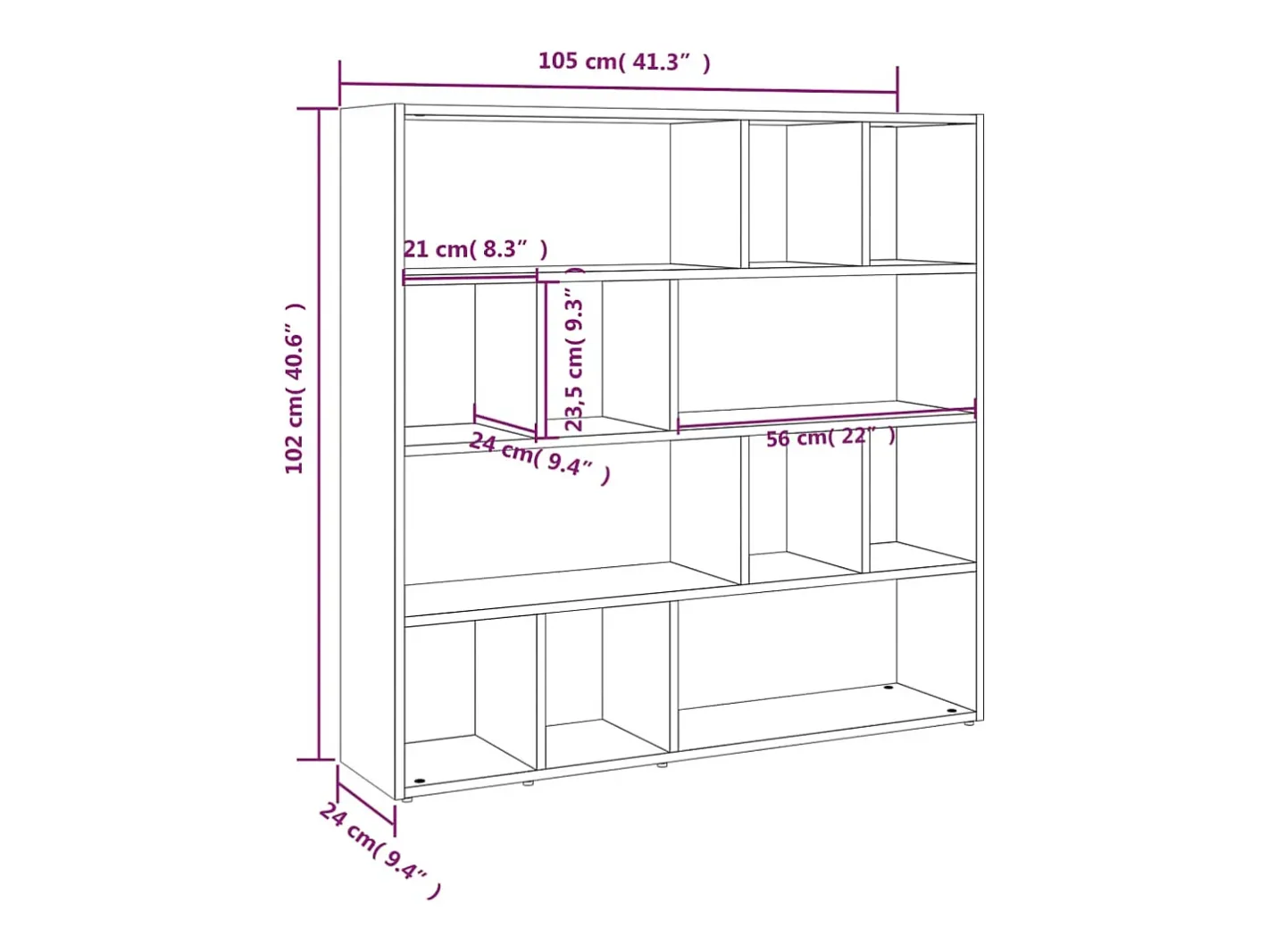Discount Librería/Separador de ambientes Hormigón 105x24x102 cm Gris