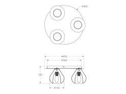 Clearance Lila - Lámpara de techo redonda d.40cm Fabas Luce - Aplique de pared con 3 bombillas LED E27 MAX 40W - Transparente