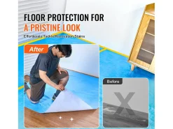 Lámina Protectora para Alfombras SucceBuy, 101 x 2560 cm, Easy Cut Floor Shield, Compatible con Toda una Gama de Materiales para Alfombras Azul