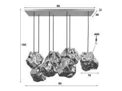 Kawola Lámpara Suspendida-Lámpara - plata Cristal - EDESSA Plateado