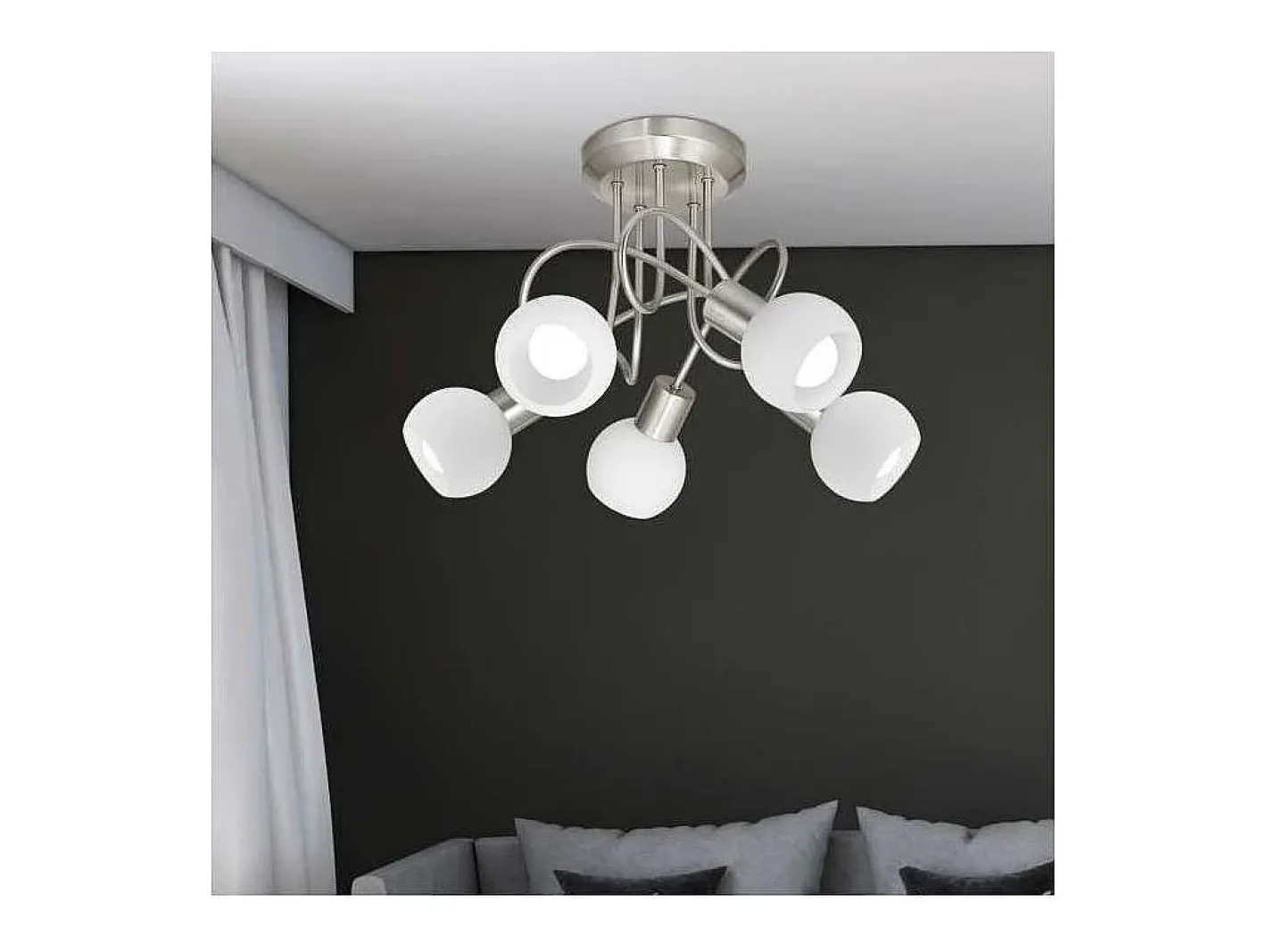 Outlet Lámpara a techo 5 luces Vera niquel satinado 37cm(alto)37 cm(ancho)24 cm(largo) Gris