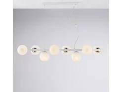 Lámpara colgante Adrian de hierro lacado blanco y cromo 8 luces L.121x30 BL278-8-BCO Multicolor
