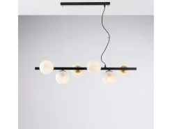 Lámpara Suspendida-Lámpara colgante Adrian de hierro lacado negro y bronceado 6 luces L.101 x 30 BL278-6-NR Multicolor