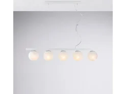 Lámpara Suspendida-Lámpara colgante Adrian de hierro lacado blanco y cromo 5 luces L.101x14 BL278-5-BCO Multicolor