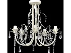 Lámpara Suspendida-Lámpara colgante araña de cristal elegante 5 bombillas ES840082 Blanco