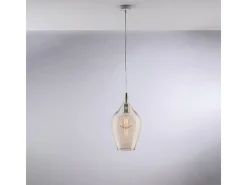Lámpara Suspendida-Lámpara colgante Ares de hierro con cristal pyrex ámbar, 1 luz, 142 Ø20, BL273-S1-AM Amarillo