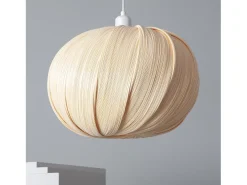 New Ledkia Lámpara Colgante Bambú Korowai Textil Blanco Multicolor