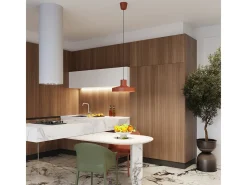 Hot Sollux Lighting Lámpara Colgante Bilo Moderno De Acero - 1 Fuentes Luminosas - L.35 X A.120 Cm - Ocre Rojo