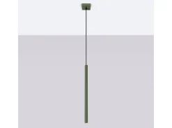 Sollux Lighting Lámpara colgante Brill moderno de acero - 1 fuentes luminosas 3000K - L.8 x A.114 cm - oliva Verde Outlet