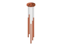 Outlet Sollux Lighting Lámpara colgante Brill moderno de acero - 5 fuentes luminosas 4000K - L.25 x A.104 cm - ocre Rojo