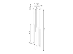 Sollux Lighting Lámpara Suspendida-Lámpara colgante Brill moderno de acero - 5 fuentes luminosas 3000K - L.25 x A.104 cm - Beige