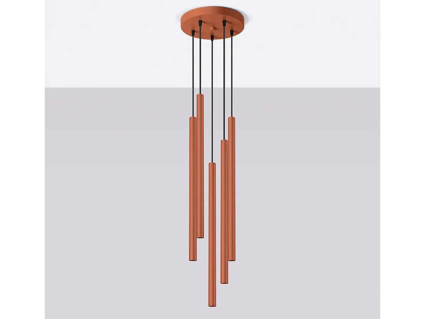 Sollux Lighting Lámpara colgante Brill moderno de acero - 5 fuentes luminosas 3000K - L.25 x A.104 cm - ocre Rojo New