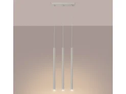 Hot Sollux Lighting Lámpara colgante Brill moderno de acero - 3 fuentes luminosas 4000K - L.30 x A.94 cm - Beige