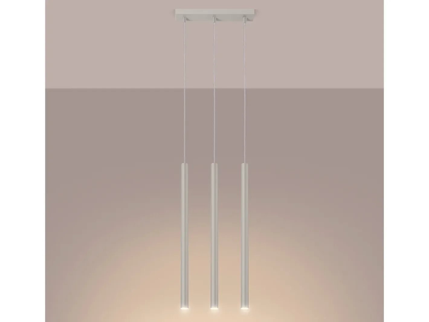 Hot Sollux Lighting Lámpara colgante Brill moderno de acero - 3 fuentes luminosas 4000K - L.30 x A.94 cm - Beige
