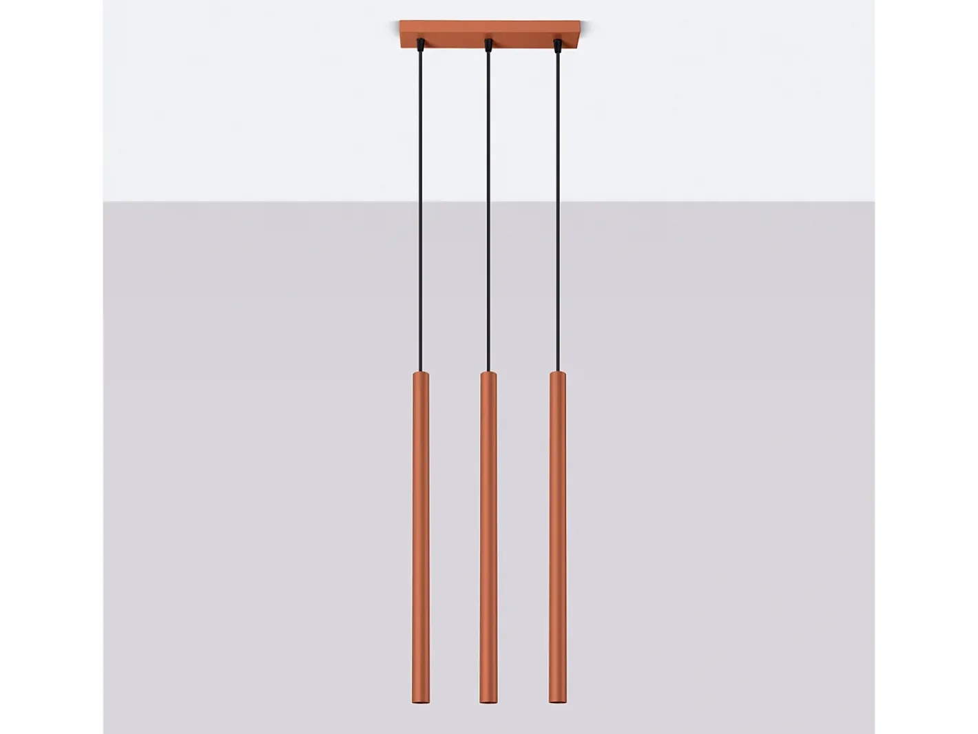 Sollux Lighting Lámpara colgante Brill moderno de acero - 3 fuentes luminosas 3000K - L.30 x A.94 cm - ocre Rojo New