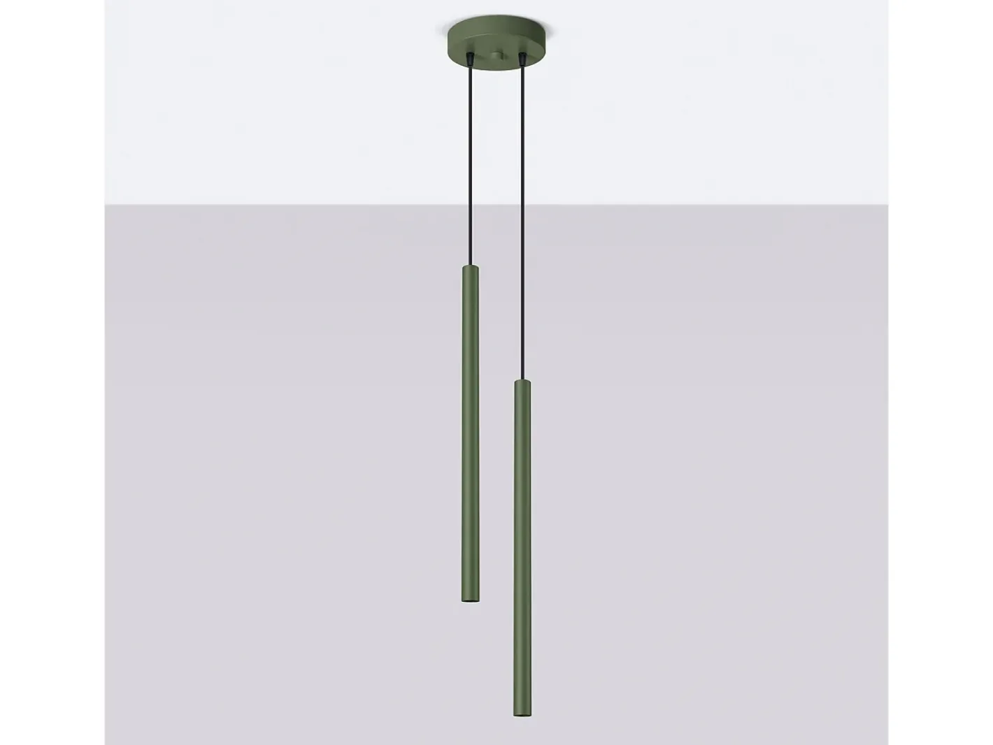 Sollux Lighting Lámpara colgante Brill moderno de acero - 2 fuentes luminosas 3000K - L.15 x A.104 cm - oliva Verde New