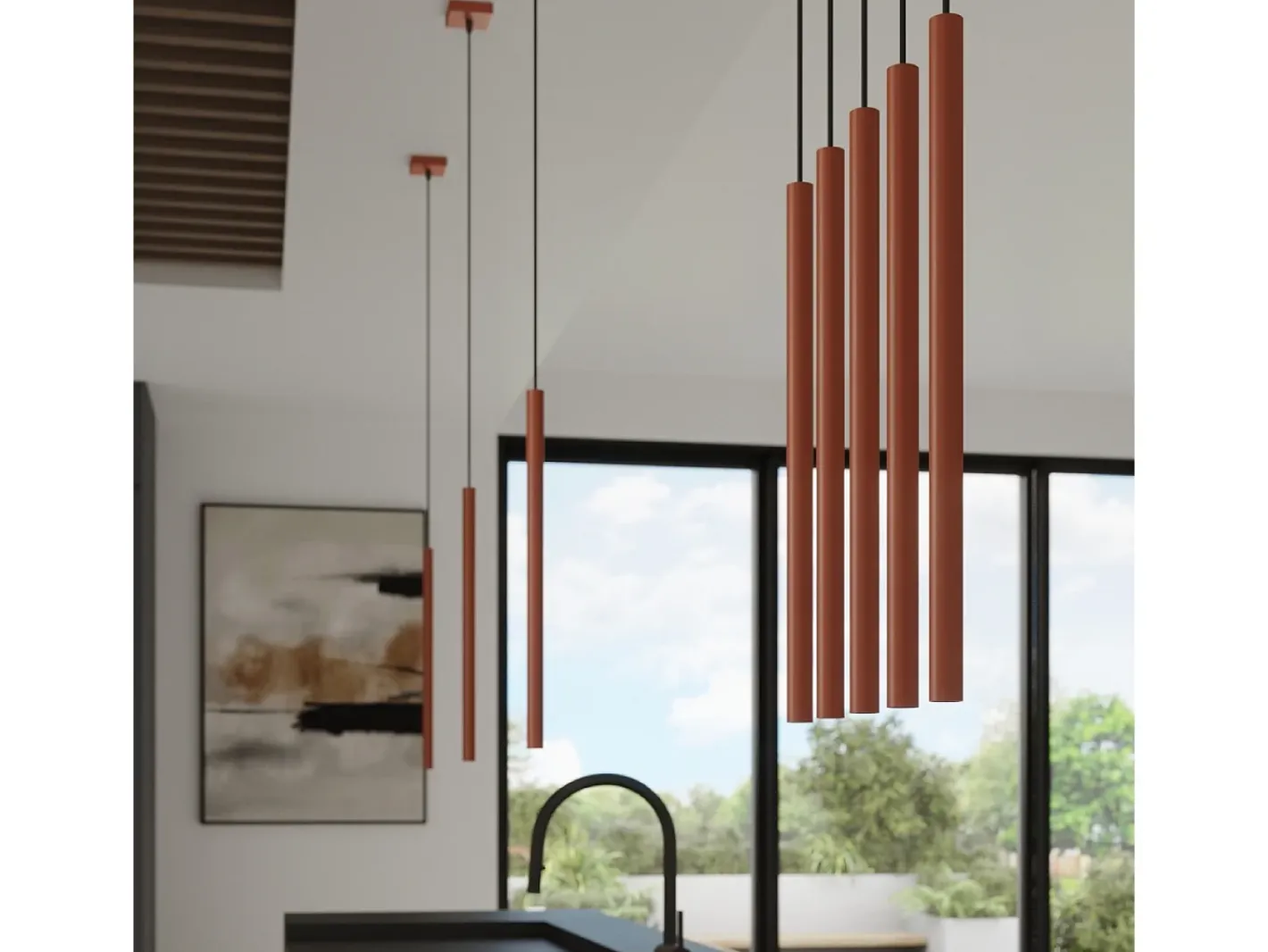 Sollux Lighting Lámpara colgante Brill moderno de acero - 2 fuentes luminosas 4000K - L.15 x A.104 cm - ocre Rojo Best