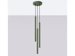 Discount Sollux Lighting Lámpara colgante Brill moderno de acero - 3 fuentes luminosas 3000K - L.19,5 x A.104 cm - oliva Verde