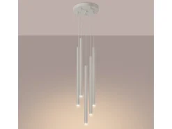 Sollux Lighting Lámpara Suspendida-Lámpara colgante Brill moderno de acero - 5 fuentes luminosas 4000K - L.25 x A.104 cm - Beige