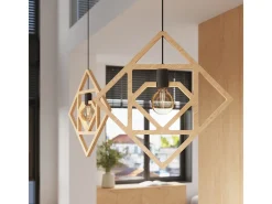Sollux Lighting Lámpara Colgante Caro Moderno De Madera - 1 Fuentes Luminosas - L.50 X A.145 Cm - Madera Natural/ Negro Discount