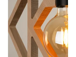 Sollux Lighting Lámpara Colgante Caro Moderno De Madera - 1 Fuentes Luminosas - L.50 X A.145 Cm - Madera Natural/ Negro Discount