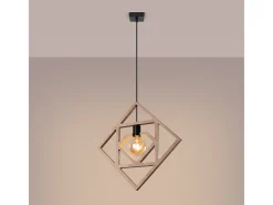 Sollux Lighting Lámpara Colgante Caro Moderno De Madera - 1 Fuentes Luminosas - L.50 X A.145 Cm - Madera Natural/ Negro Discount