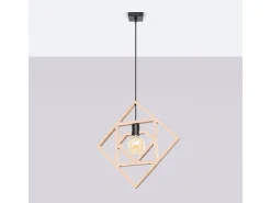 Sollux Lighting Lámpara Colgante Caro Moderno De Madera - 1 Fuentes Luminosas - L.50 X A.145 Cm - Madera Natural/ Negro Discount