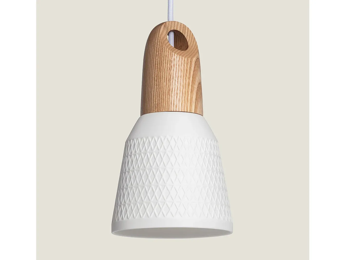 Ledkia Lámpara Suspendida-Lámpara Colgante Cerámica y Madera Retilles Blanco Multicolor