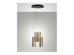 Online Lámpara colgante circular Fabas Luce Prado de 8 luces - LED regulable de 52 W - Rosetón redondo de latón Amarillo
