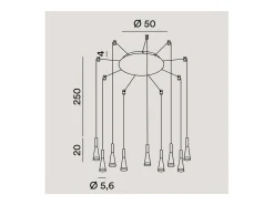Plafón-Lámpara colgante CONE mate 9x7W 3000K Perenz Blanco
