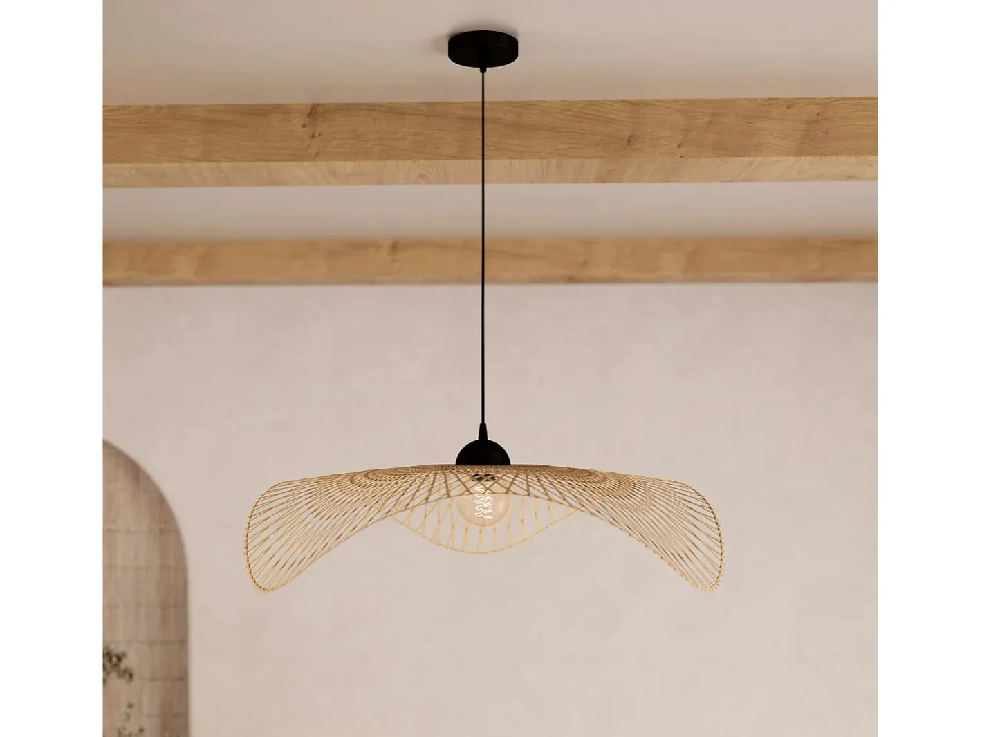 Hot Rendez-Vous Déco Lámpara colgante D75 cm en bambú - Jipi Negro