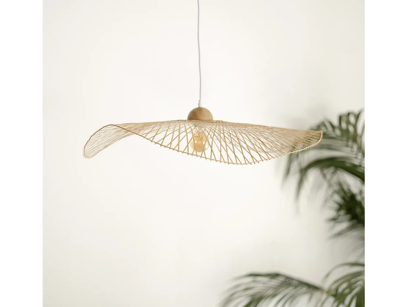 Online Rendez-Vous Déco Lámpara colgante D75 cm en bambú - Jipi Blanco