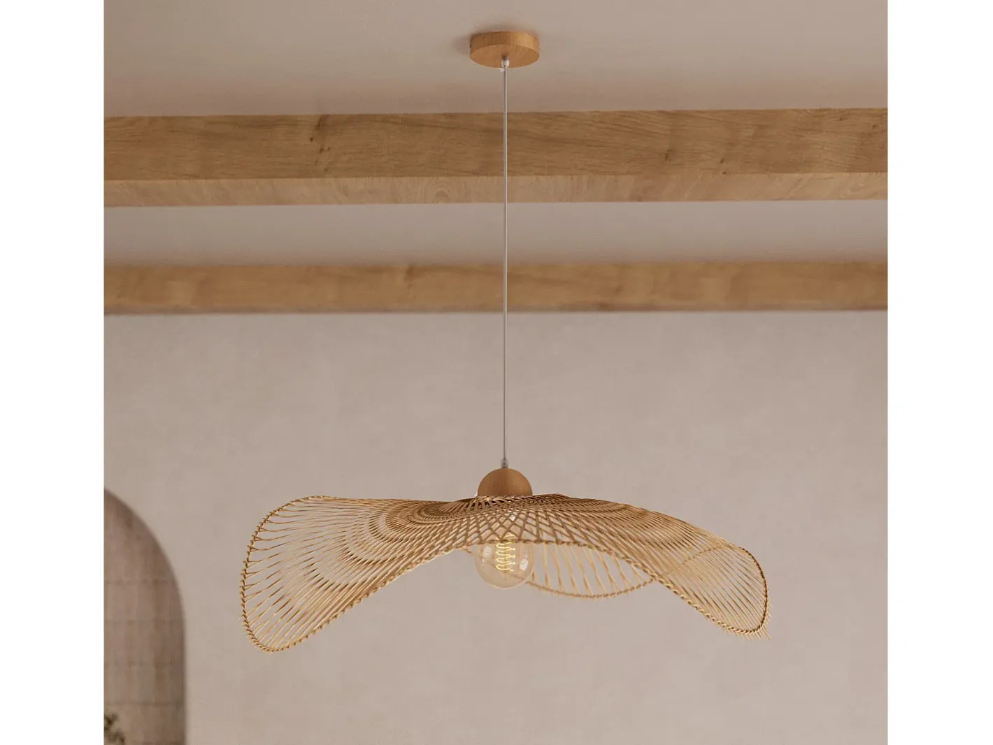 Online Rendez-Vous Déco Lámpara colgante D75 cm en bambú - Jipi Blanco