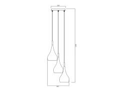 Discount OZAIA Lámpara colgante de 3 pantallas de metal brillante, L. 36 x H. 138 cm, OSARA Dorado