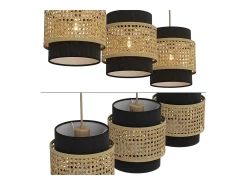 Vicco Lámpara colgante de 3 piezas 70x70x120 morten Negro Best
