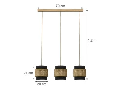 Vicco Lámpara colgante de 3 piezas 70x70x120 morten Negro Best