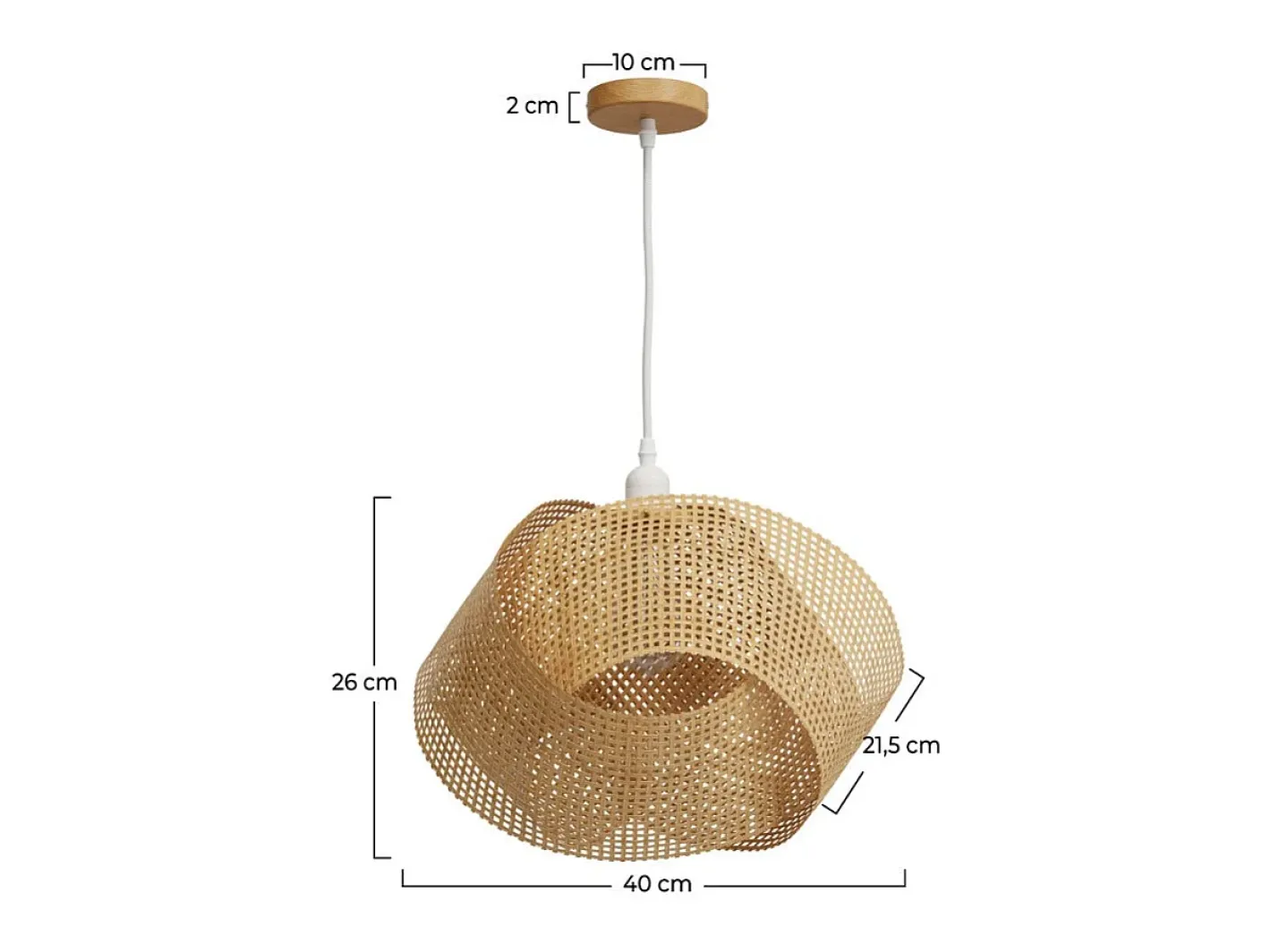 Rendez-Vous Déco Lámpara Suspendida-Lámpara colgante de bambú natural y metal D40 cm - Orta Beige