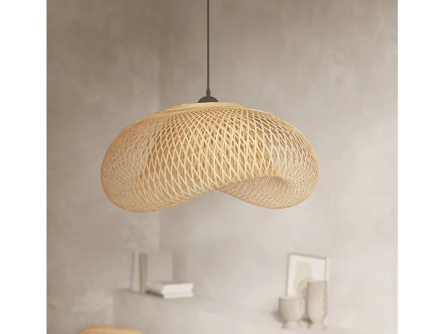 Online Rendez-Vous Déco Lámpara colgante de bambú natural D88 cm - Anya Beige