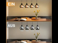 Outlet NETTLIFE Lámpara colgante de cristal para mesa de comedor, moderna lámpara colgante E27 para sala de estar Negro