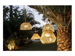 Newgarden Lámpara colgante de exterior de ratán con led Sisine nature Marru00f3n New
