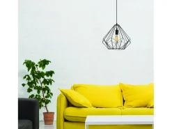 Concept-Usine Lámpara colgante de hierro en forma de diamante - Diseño moderno y elegante para interiores industriales, modernos o escandinavos Negro Sale