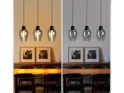 NETTLIFE Lámpara Suspendida-Lámpara colgante de mesa de comedor negra - Lámpara colgante vintage de vidrio ahumado con una sola llama E27 Negro