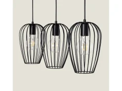 Ledkia Lámpara Colgante de Metal Telmi 3 Focos Negro Multicolor Outlet
