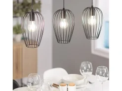 Ledkia Lámpara Colgante de Metal Telmi 3 Focos Negro Multicolor Outlet